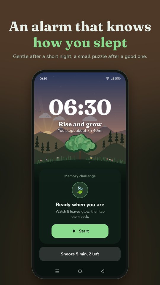 The wake-up alarm with a small memory puzzle